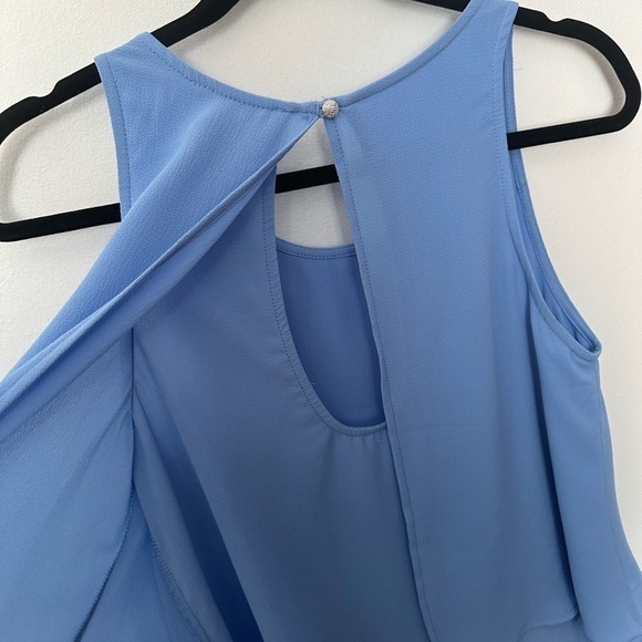 Everly Top Blouse Blue Sleeveless Summer Festival Flowy Top minimalist Spring - Picture 13 of 14